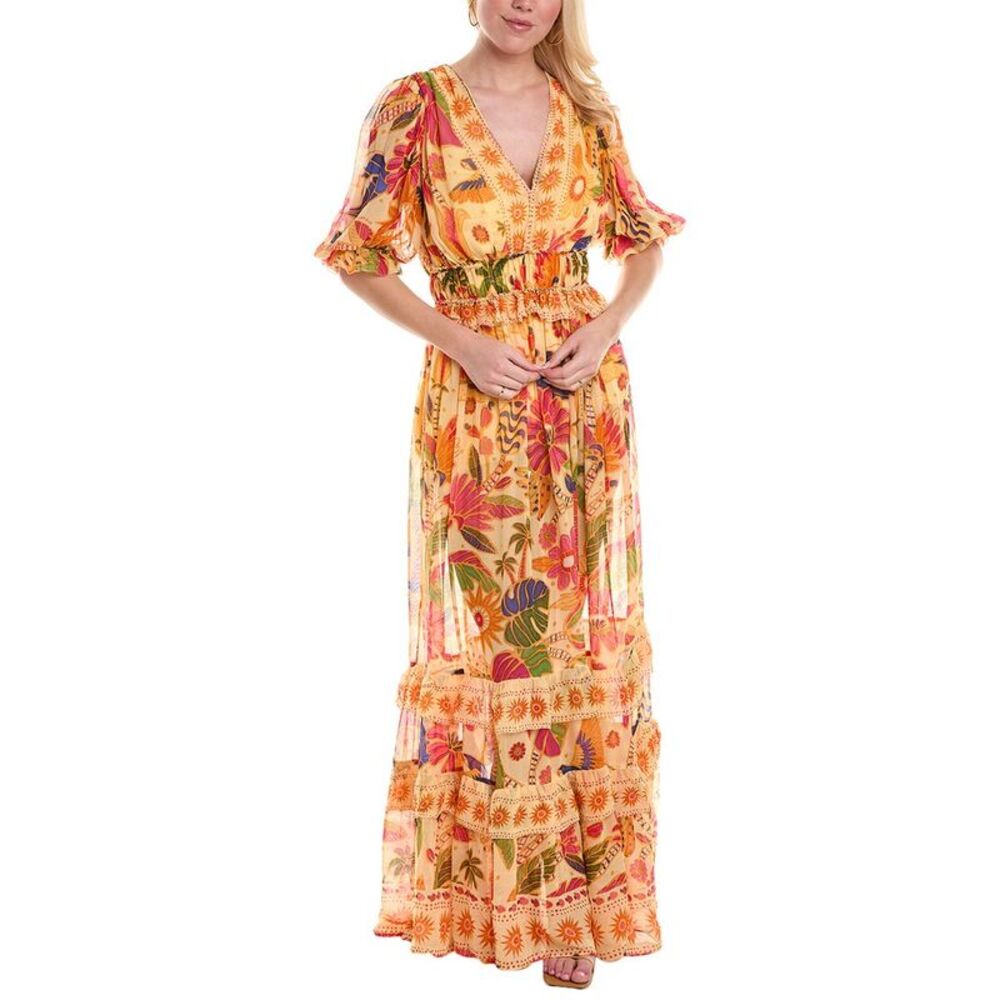 Farm Rio Womens  Tapestry Tiered Hem Maxi Dress